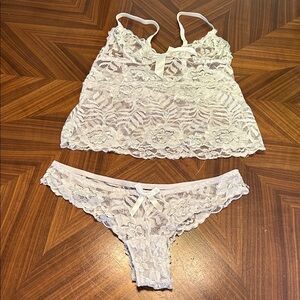 White Lace Babydoll Camisole with Bow (includes panties)